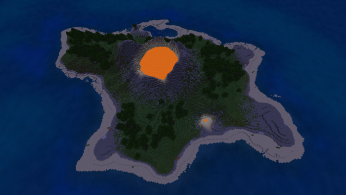 Остров ночью | Карта Остров с вулканом