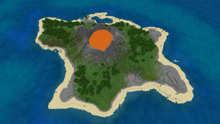 Остров днем | Карта Остров с вулканом